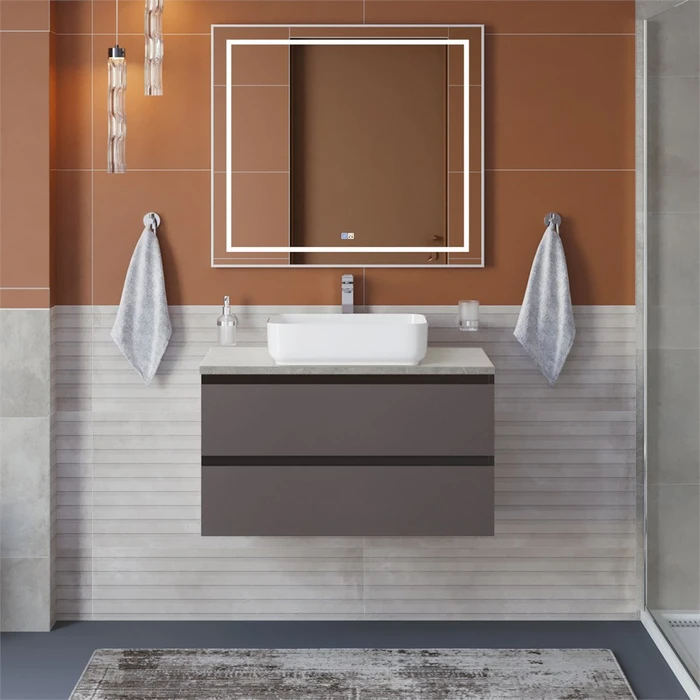 Тумба со столешницей подвесная BelBagno KRAFT 100 Темно-Серый Матовый, столешница KEP-100-MGL 204826