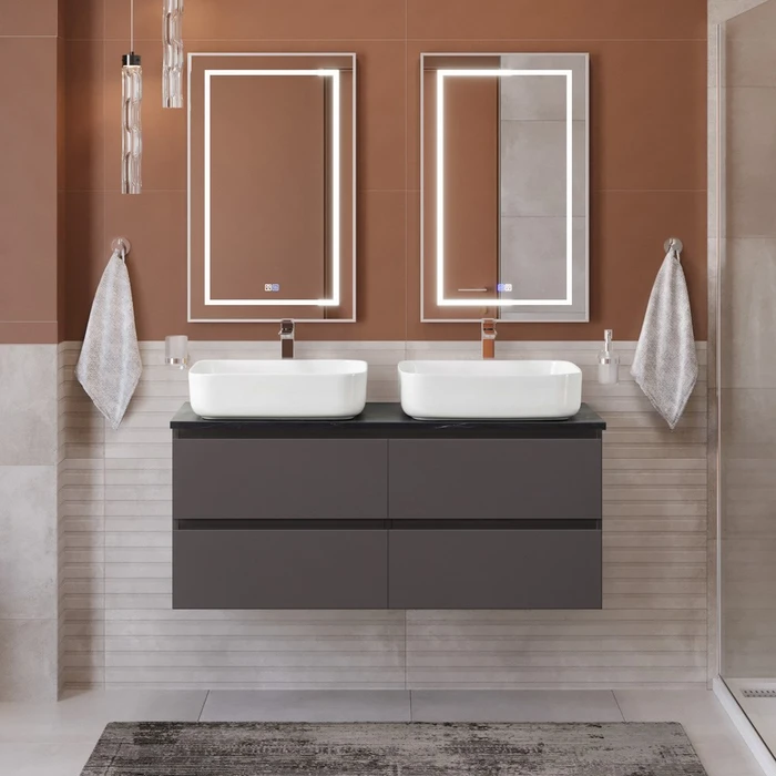 Тумба с четырьмя ящиками и столешницей подвесная BelBagno KRAFT 120 Темно-Серый Матовый, столешница KEP-120-2-MNO 204162