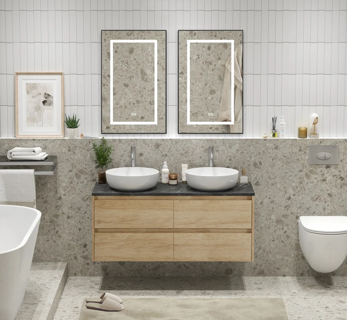 Тумба с четырьмя ящиками и столешницей подвесная BelBagno KRAFT 120 Rovere Nebrasca Nature 202774