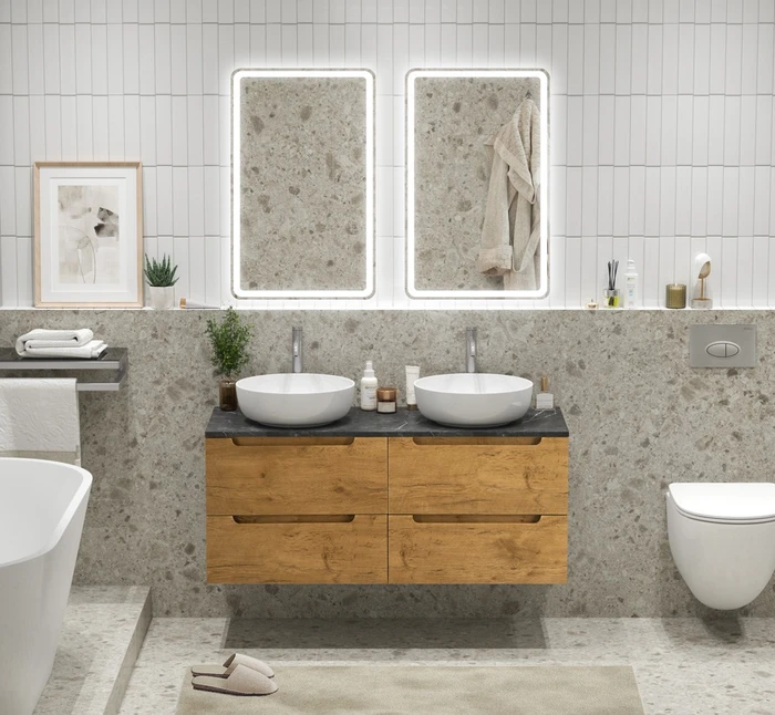 Тумба с четырьмя ящиками и столешницей подвесная BelBagno ETNA 120 Rovere Nature 202738