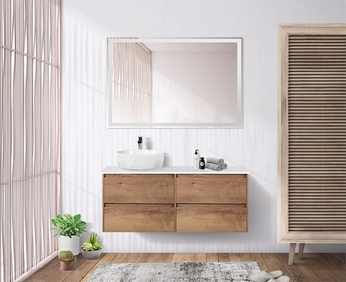 Тумба со столешницей подвесная BelBagno KRAFT 120 Rovere Tabacco, раковина слева 200357