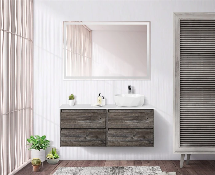 Тумба со столешницей и накладной раковиной подвесная BelBagno KRAFT 120 Pino Pasadena, раковина справа 200352