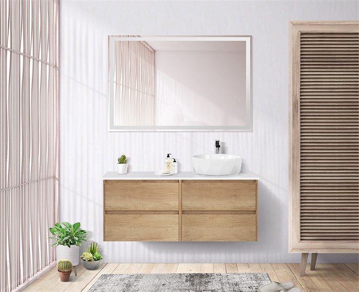 Тумба со столешницей подвесная BelBagno KRAFT 120 Rovere Nebrasca Nature, раковина справа 200350