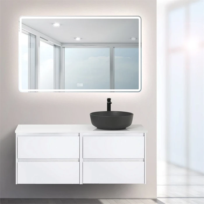 Тумба со столешницей и накладной раковиной подвесная BelBagno KRAFT 120 Bianco Opaco, раковина справа 200348