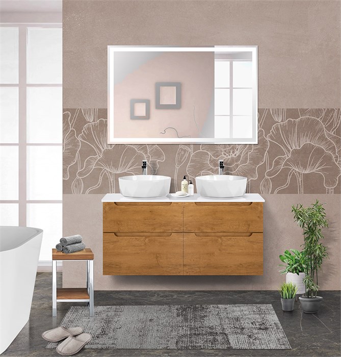 Тумба со столешницей и накладными раковинами подвесная BelBagno ETNA-H60 120 Rovere Nature 200323