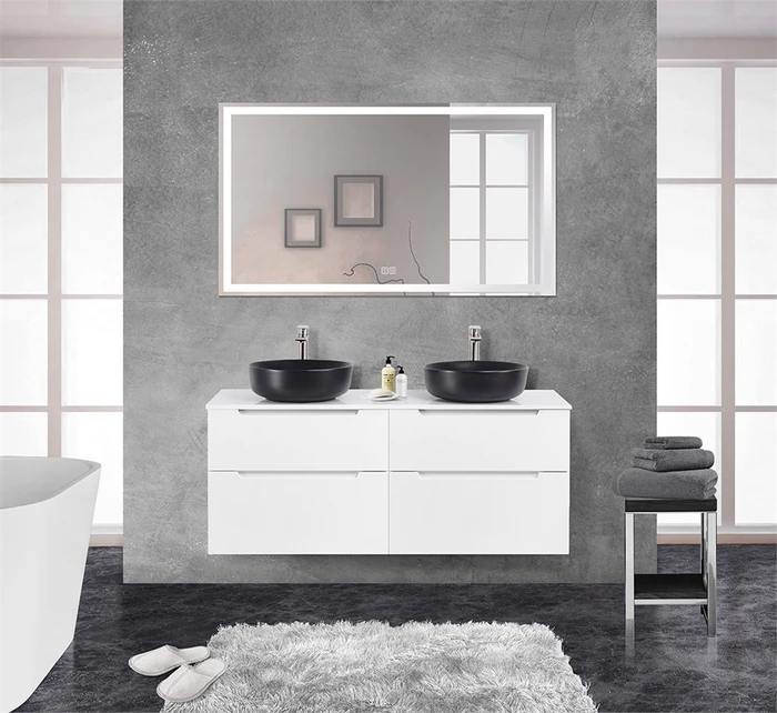 Тумба со столешницей и накладными раковинами подвесная BelBagno ETNA-H60 140 Bianco Lucido 200248