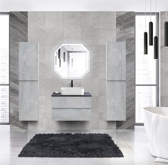 Тумба со столешницей под накладную раковину подвесная CEZARES MOLVENO 46 80 Beton 190528