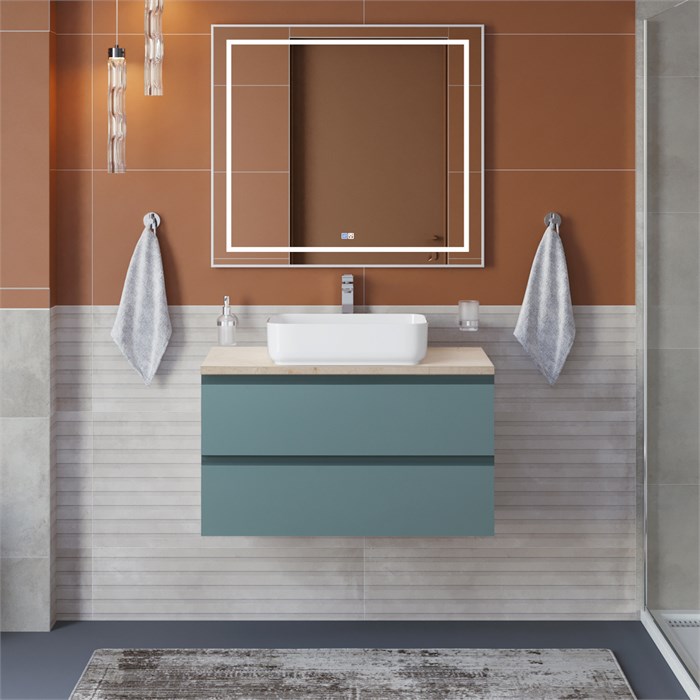 Тумба со столешницей подвесная BelBagno KRAFT 80 Голубой Матовый, столешница KEP-80-MCO 204899