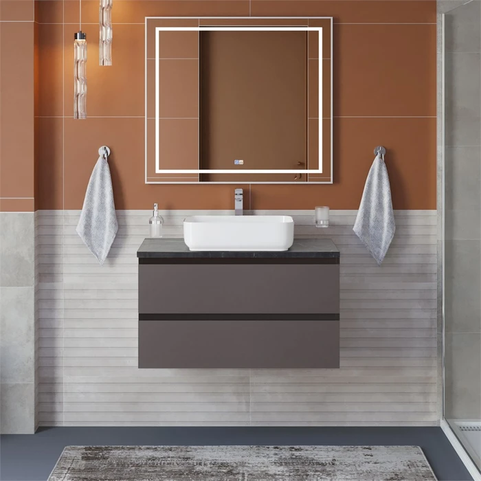 Тумба со столешницей подвесная BelBagno KRAFT 90 Темно-Серый Матовый, столешница KEP-90-MNO 204820