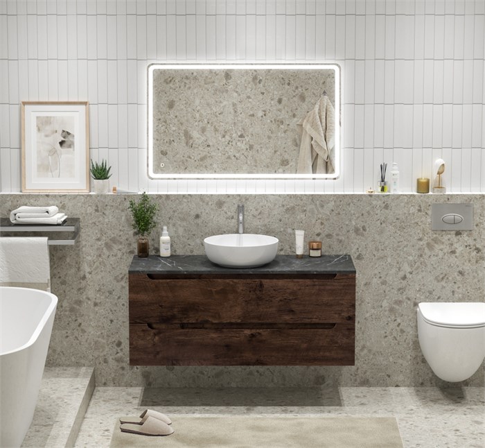 Тумба со столешницей и накладной раковиной подвесная BelBagno ETNA 120 Rovere Moro 202732