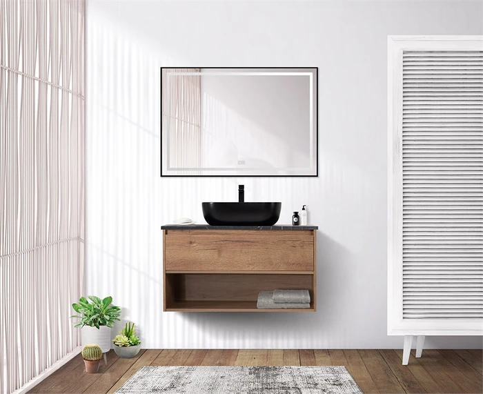Тумба со столешницей, одним ящиком и одной открытой полкой подвесная BelBagno KRAFT 90 Rovere Tabacco 200366
