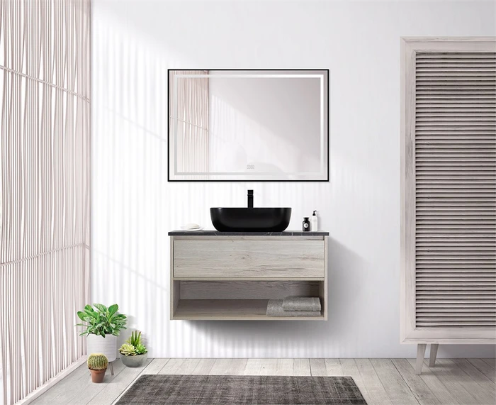 Тумба со столешницей, одним ящиком и одной открытой полкой подвесная BelBagno KRAFT 80 Rovere Galifax Bianco 200362