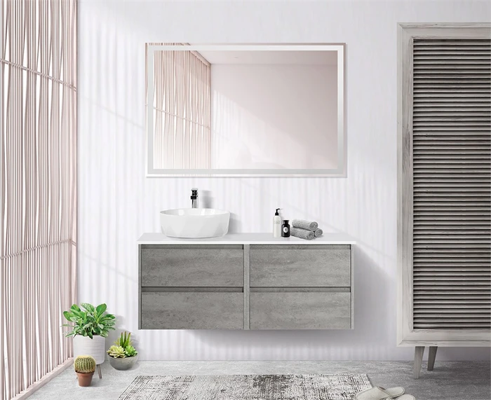Тумба со столешницей подвесная BelBagno KRAFT 120 Cemento Grigio, раковина слева 200359