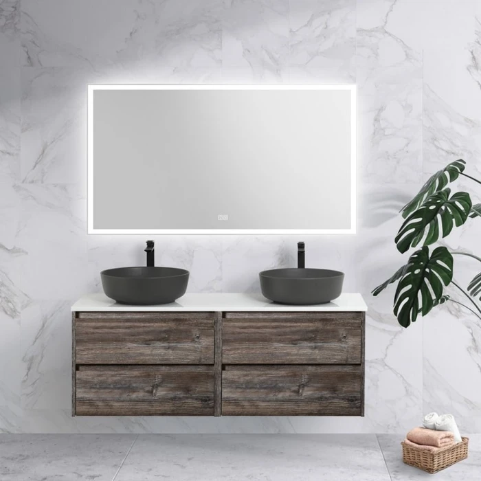 Тумба со столешницей и накладными раковинами подвесная BelBagno KRAFT 120 Pino Pasadena 200346