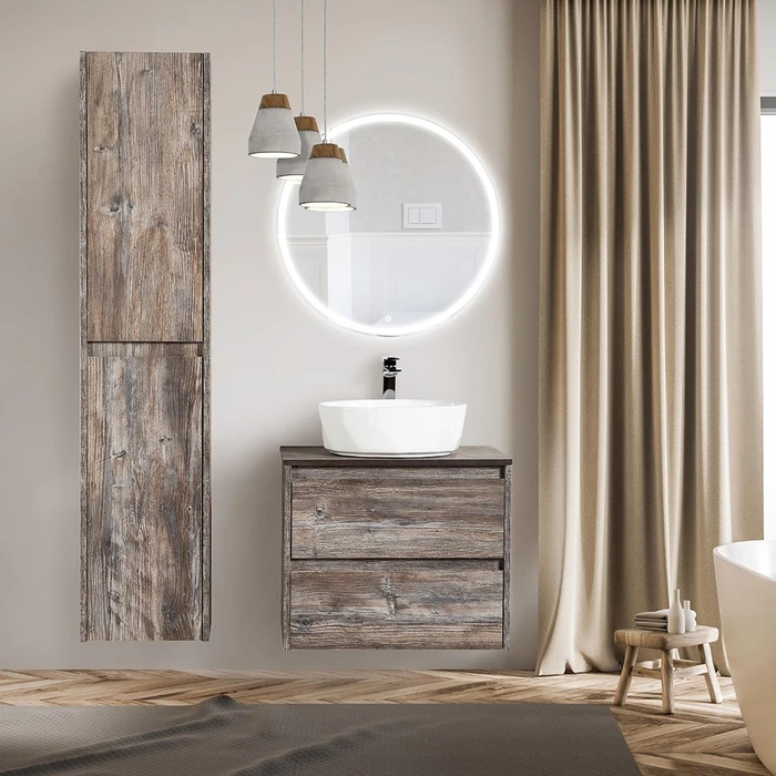 Тумба со столешницей и накладной раковиной подвесная BelBagno KRAFT 60 Pino Pasadena 194853