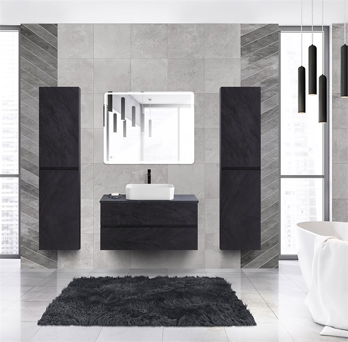 Тумба со столешницей под накладную раковину подвесная CEZARES MOLVENO 46 100 Nero 190544