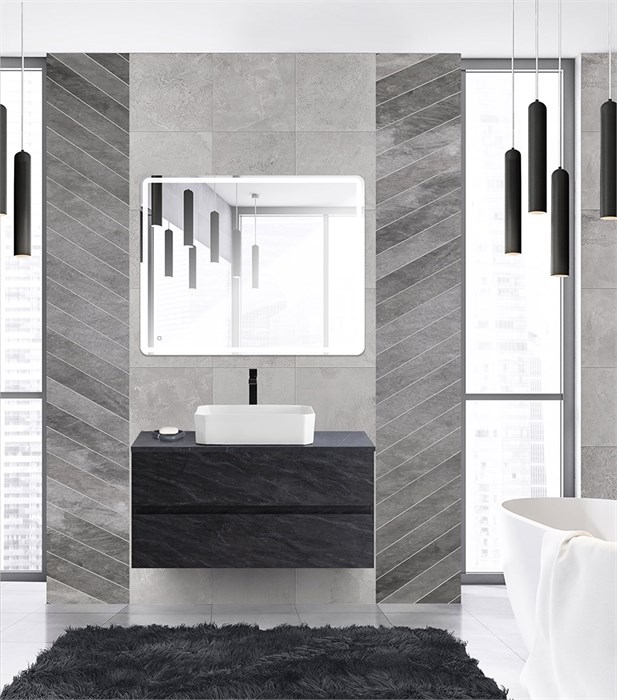 Тумба со столешницей под накладную раковину подвесная CEZARES MOLVENO 46 100 Antracite 190532