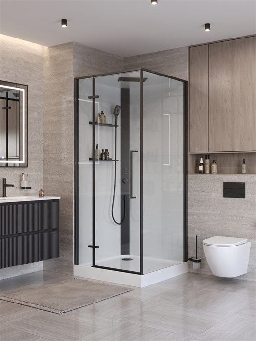 Душевая кабина BelBagno UNO-CAB-A-1-90-C-NERO-Bi-TOP-L, левая UNO-CAB-A-1-90-C-NERO-Bi-TOP-L