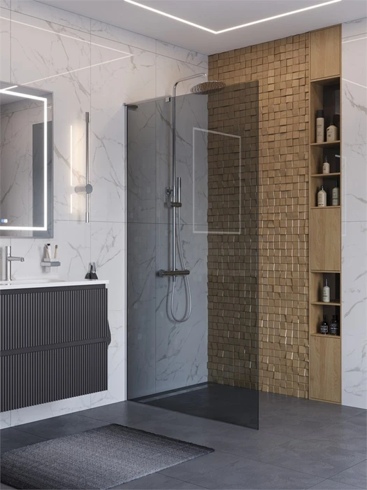 Душевая перегородка BelBagno UNO-L-1-TB-110-GR-Cr UNO-L-1-TB-110-GR-Cr