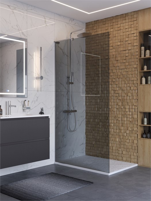 Душевая перегородка BelBagno UNO-L-1-TB-100-GR-Cr UNO-L-1-TB-100-GR-Cr