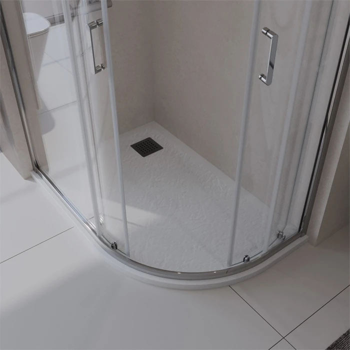 TRAY-MR-UNO-RH-120/80-550-35-W-L-NO Поддон из искусственного мрамора в комплекте с сифоном с чёрной матовой декоративной накладкой TRAY-MR-UNO-RH-120/80-550-35-W-L-NO