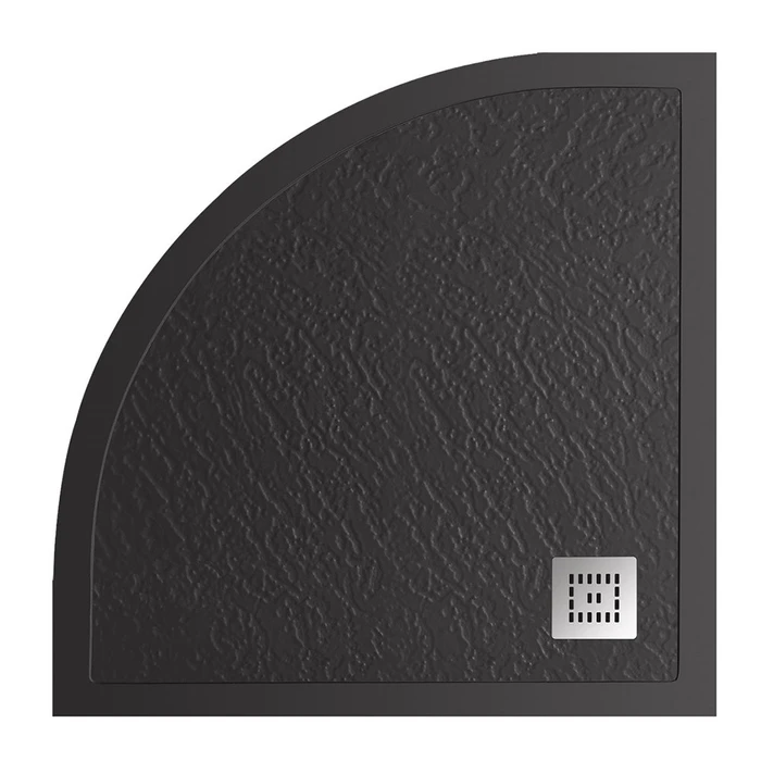 TRAY-MR-UNO-R-90-550-35-NERO-CR Поддон из искусственного мрамора в комплекте с сифоном с декоративной накладкой (хром), чёрный TRAY-MR-UNO-R-90-550-35-NERO-CR