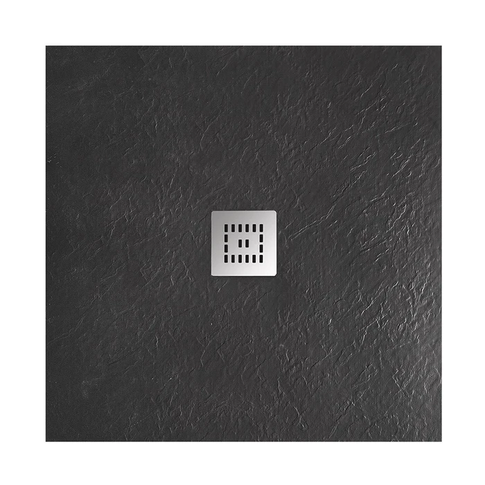 TRAY-MR-UNO-A-90-35-NERO-CR Поддон из искусственного мрамора в комплекте с сифоном с декоративной накладкой (хром), чёрный TRAY-MR-UNO-A-90-35-NERO-CR