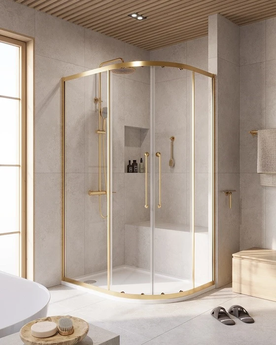 RELAX-304-RH-2-120/90-C-BORO Душевой уголок, отделка Брашированное золото RELAX-304-RH-2-120/90-C-BORO