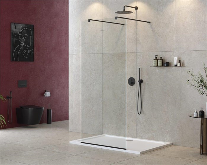 LIBERTA-L-2-90-120-C-NERO Душевая перегородка с возможностью двустороннего входа, стекло прозрачное, профиль чёрный, 900x1200x1950 мм LIBERTA-L-2-90-120-C-NERO