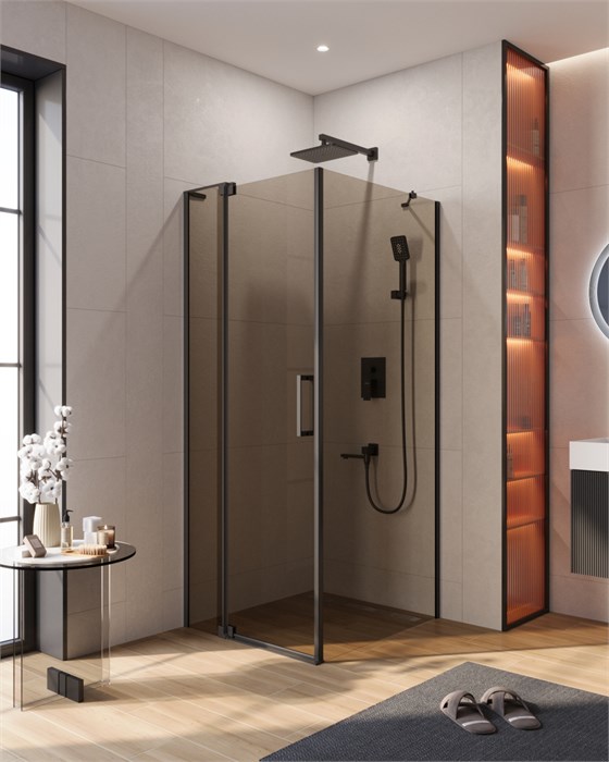 Душевой уголок CEZARES SLIDER-AH-1-80-80/90-BR-NERO SLIDER-AH-1-80-80/90-BR-NERO