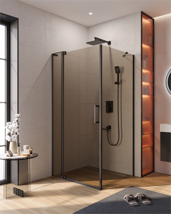 Душевой уголок CEZARES SLIDER-AH-1-100-100/110-BR-NERO SLIDER-AH-1-100-100/110-BR-NERO