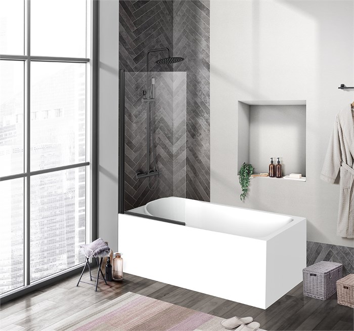 Душевая шторка на ванну BelBagno UNO-V-1-90/150-C-NERO UNO-V-1-90/150-C-NERO