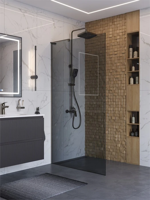 Душевая перегородка BelBagno UNO-L-1-TB-110-GR-GM UNO-L-1-TB-110-GR-GM
