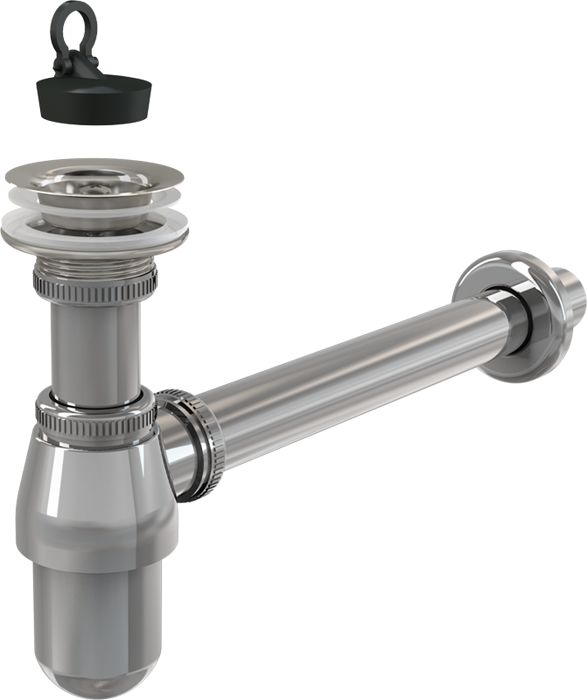 A437 Сифон для умывальника Ø32, цельнометаллический, с водосливом 5/4" A437