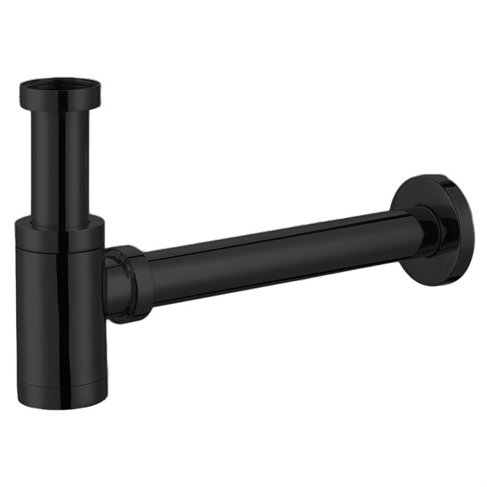 Сифон без выпуска для умывальника G 1 1/4 латунь, цилиндр, ЧЕРНЫЙ, матовый, блистер. AZARIO, AZ-108-BL AZ-108-BL