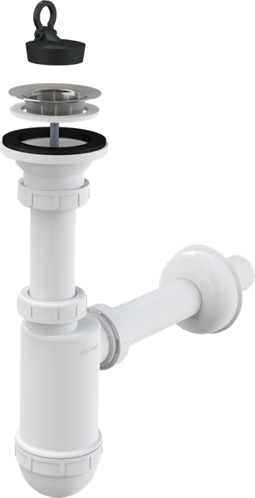 A411 Сифон для умывальника Ø32 с нержавеющей peшeткой Ø63 A411