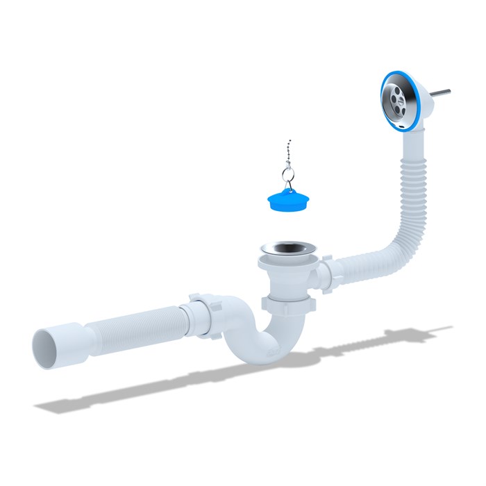 E155 Сифон Ани для ванны с выпуском и переливом 1 1/2 с г/т 40х50 (30шт) E155