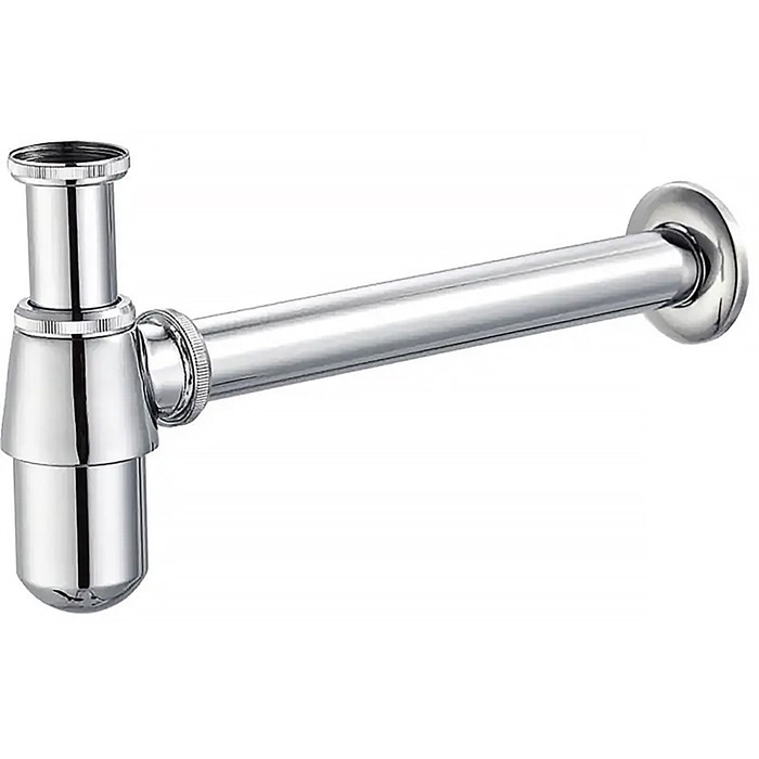 Сифон без выпуска для умывальника G 1 1/4 латунь, овал, ХРОМ, блистер. AZARIO, AZ-107-CHR AZ-107-CHR