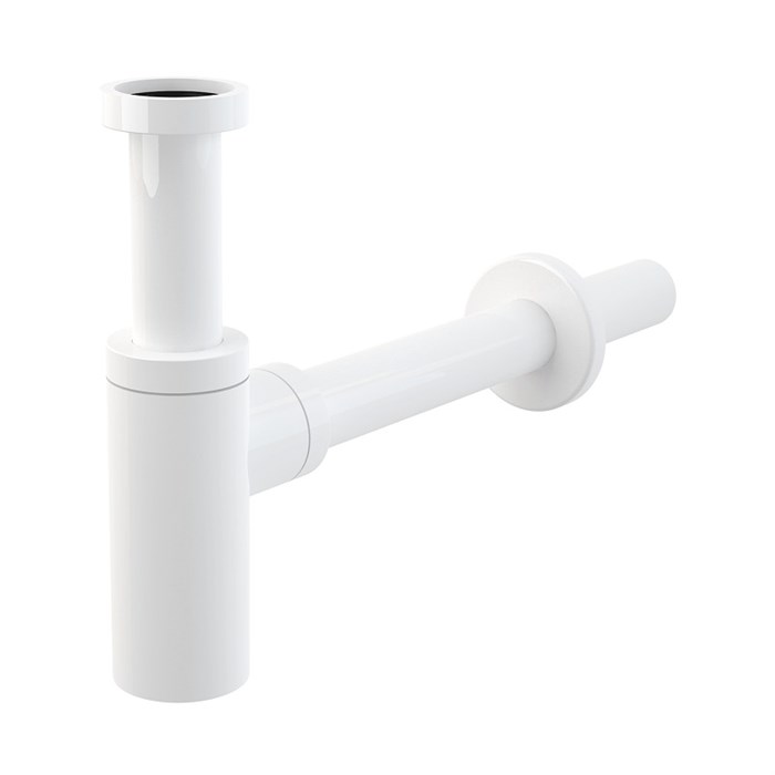 A400B Сифон для умывальника DN32 DESIGN цельнометаллический, круглый, белый A400B