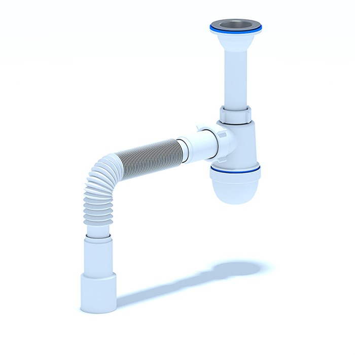 C0515 Сифон АНИ 1 1/2х40 с литым выпуском, с гибкой трубой 40х40/50(30шт) C0515