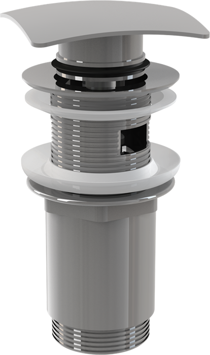 A393 Водослив для умывальника click/clack 5/4", цельнометаллический с квадратной заглушкой A393