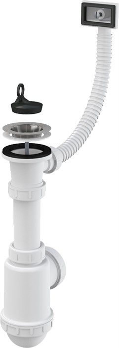 A444-DN50/40 Сифон для мойки с нержавеющей решеткой DN70 и гофропереливом A444-DN50/40