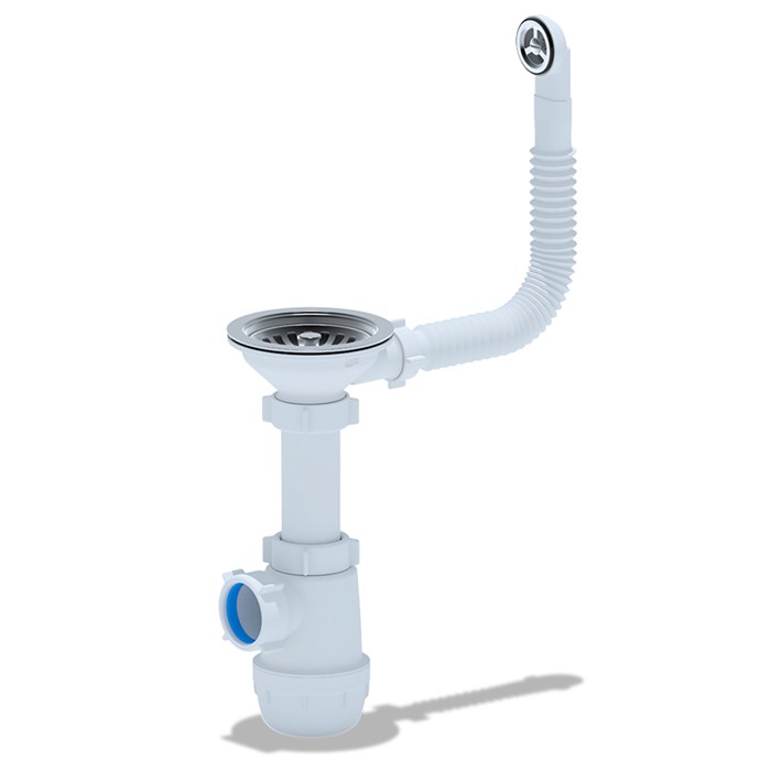 A0142S Сифон Ани Грот 3 1/2х40 с переливом мойки  круглым(10шт) A0142S