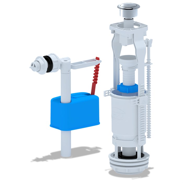 WC6050M Набор с боковой подводкой 1/2 с пластик.штуцером, металлиз..кнопка.Эконом (20шт) WC6050M