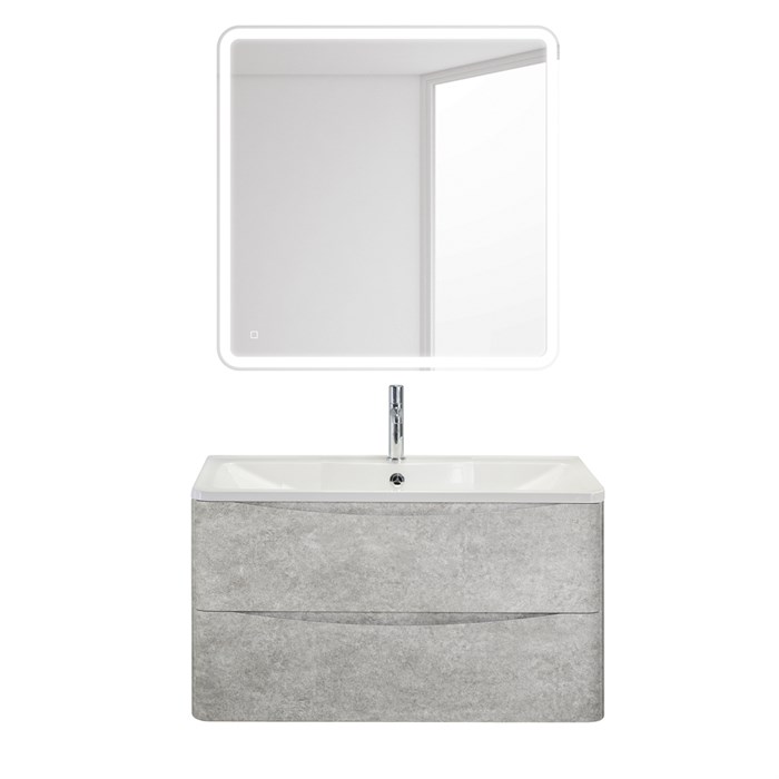 Тумба с раковиной подвесная BelBagno ACQUA 100 Cemento Verona Grigio, раковина белая ACQUA-1000-2C-SO-CVG;BB1000/455-LV-MR-ALR