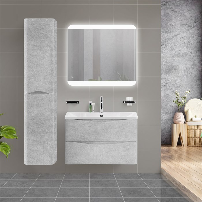 Тумба с раковиной подвесная BelBagno ACQUA 90 Cemento Verona Grigio, раковина белая ACQUA-900-2C-SO-CVG;BB900/455-LV-MR-ALR