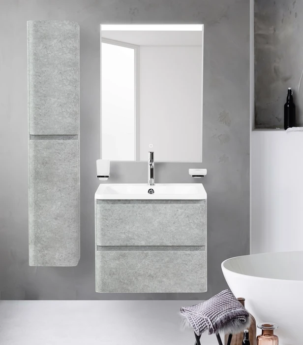 Тумба с раковиной подвесная BelBagno ALBANO 70 Cemento Verona Grigio, раковина белая ALBANO-700-2C-SO-CVG;BB700/455-LV-MR-ALR