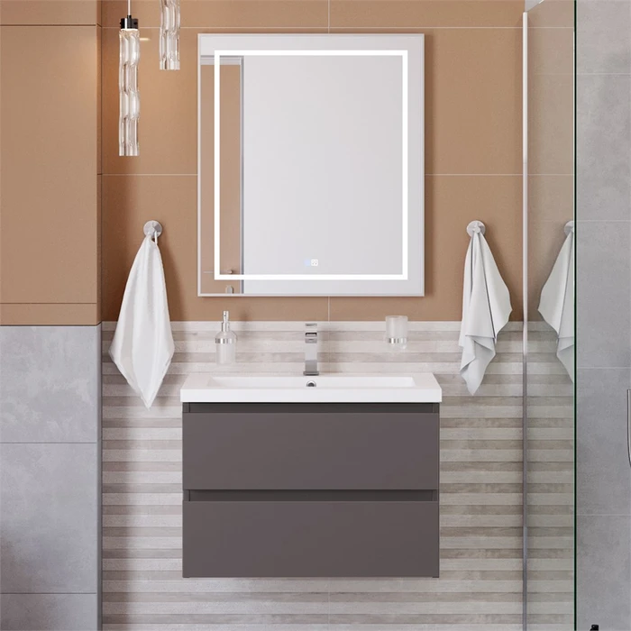Тумба с раковиной подвесная BelBagno KRAFT 75 Темно-Серый Матовый, раковина CZR-8070-75 KRAFT-750-2C-SO-GSO;CZR-8070-75