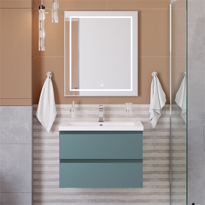 Тумба с раковиной подвесная BelBagno KRAFT 75 Голубой Матовый, раковина CZR-8070-75 KRAFT-750-2C-SO-AO;CZR-8070-75
