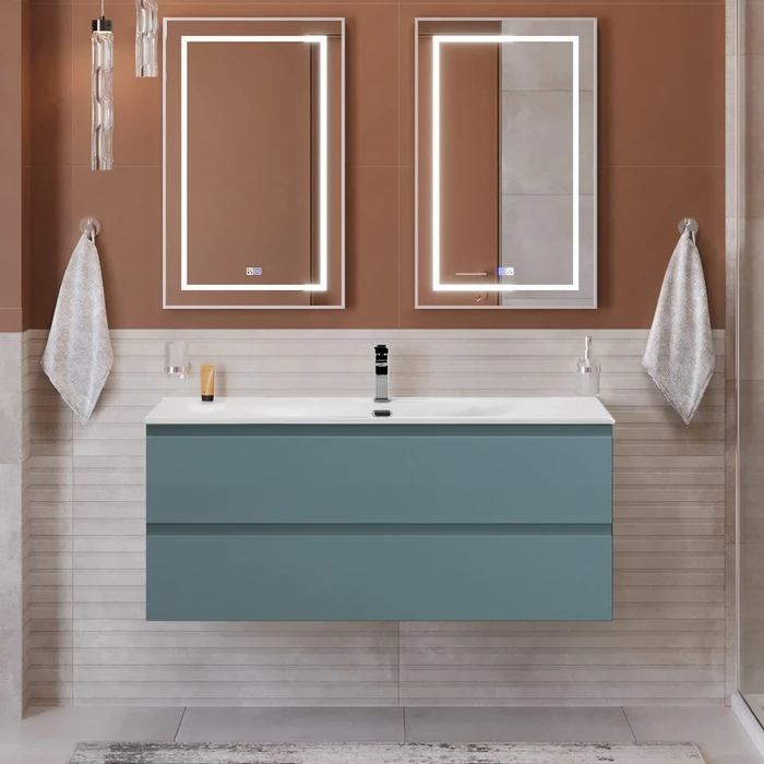 Тумба с раковиной подвесная BelBagno KRAFT 120 Голубой Матовый, раковина BB-8099-120 KRAFT-1200-2C-SO-AO;BB-8099-120